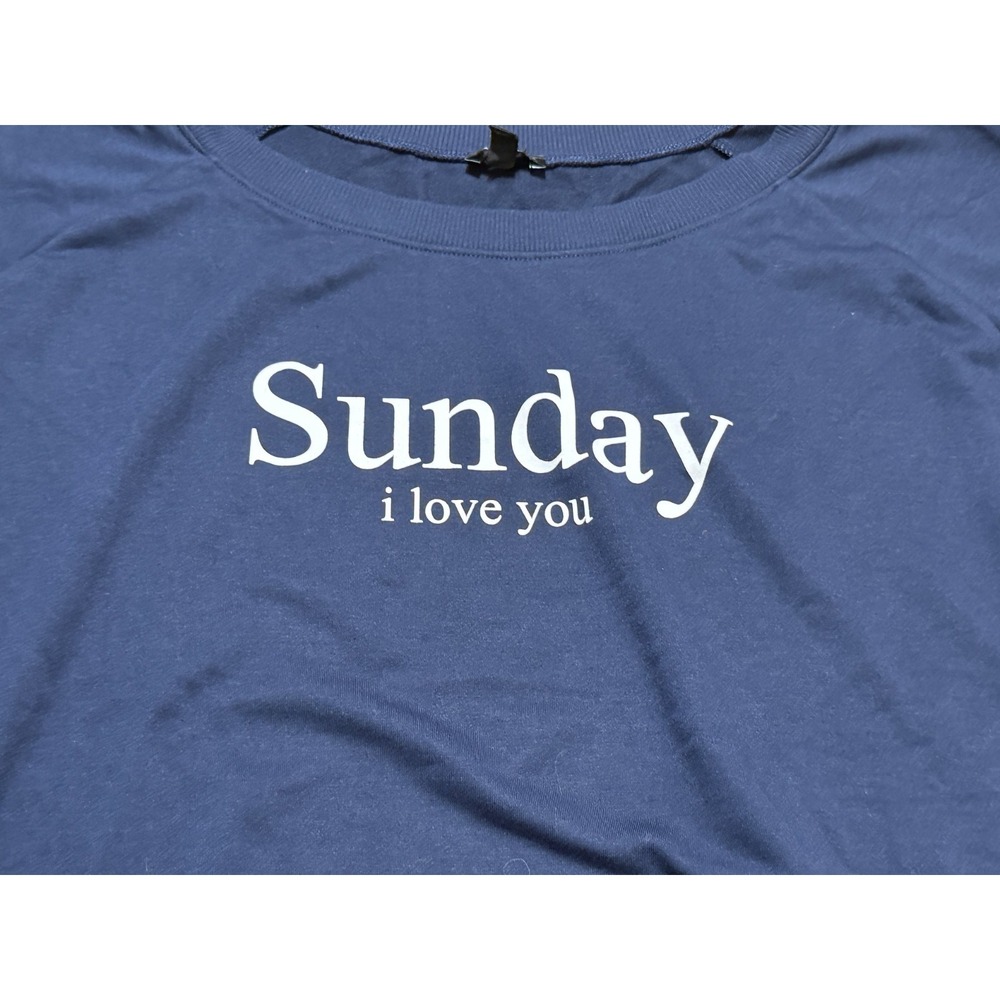 Express Shirt, Women's Size XL, Blue White, "Sunday I Love You" - Picture 5 of 11